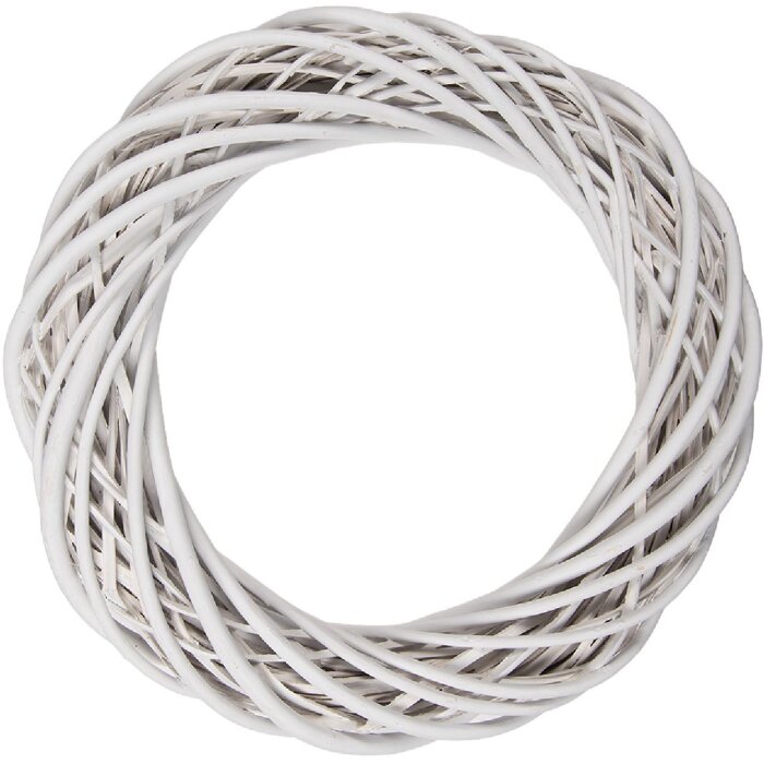Clayre & Eef Rattan-decoratieve kranz wit Ø 40x7 cm