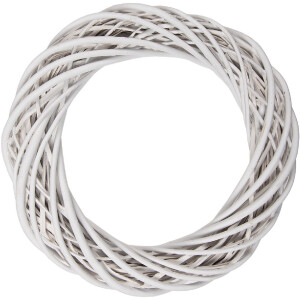 Clayre & Eef Rattan-decoratieve kranz wit Ø...