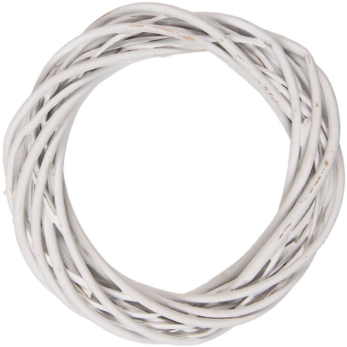 Clayre & Eef Rattan-decoratieve kranz wit Ø20x4 cm