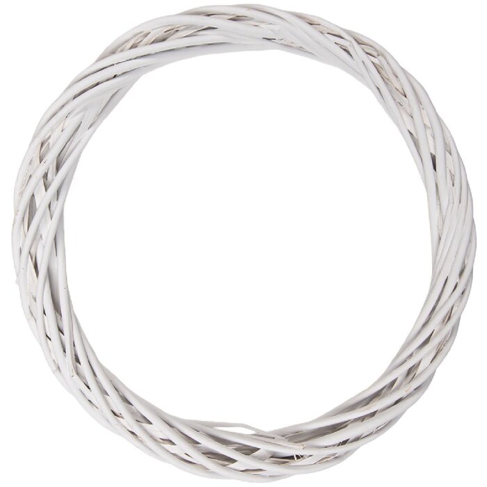Clayre & Eef kerstdecoratie kroon rattan wit Ø 40 cm