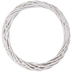 Clayre & Eef kerstdecoratie kroon rattan wit Ø...