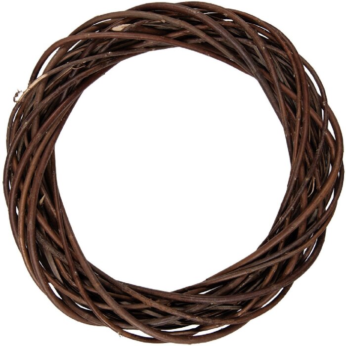 Clayre & Eef Rattankrans Bruin Ø 40x7 cm Kerstdecoratie