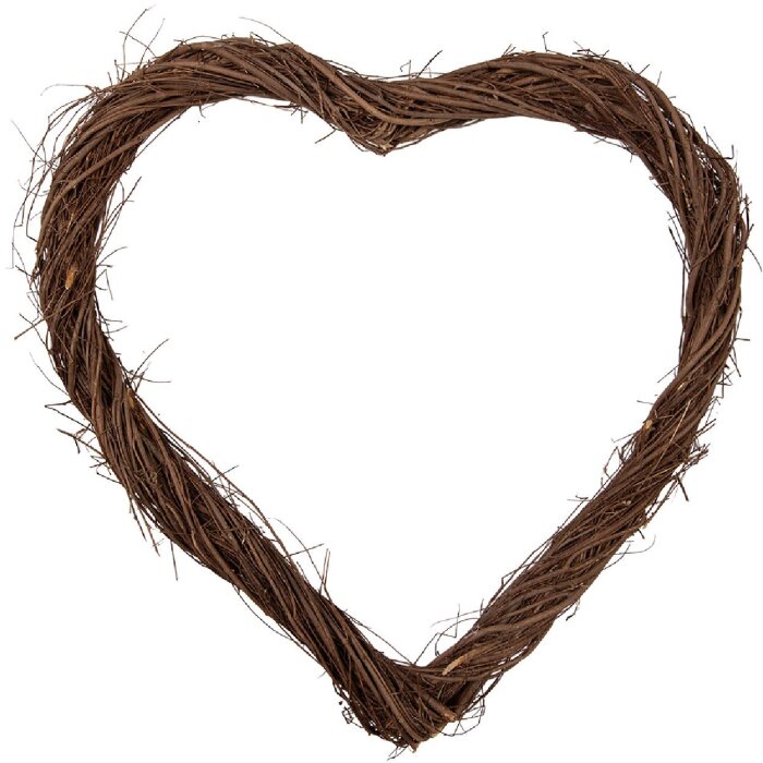Clayre & Eef kerstdecoratie hartvorm rattan bruin 50x50x5 cm
