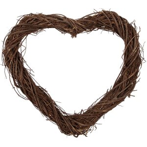 Clayre & Eef kerstkrans hart bruin 30x30x3 cm