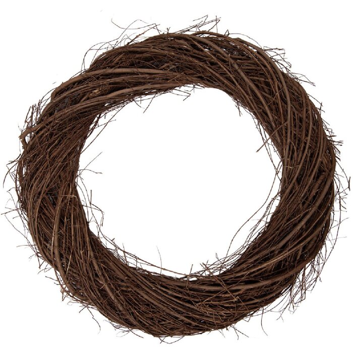 Clayre & Eef kerstkrans van rattan, bruin, Ø 55x6 cm
