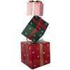 Clayre & Eef Kerstdecoratie Cadeau Stapel van Metaal 36x36x90 cm Roze Groen Rood
