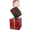 Clayre & Eef Kerstdecoratie Cadeau Stapel van Metaal 36x36x90 cm Roze Groen Rood