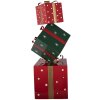 Clayre & Eef Kerstdecoratie Cadeau Stapel van Metaal 36x36x90 cm Roze Groen Rood