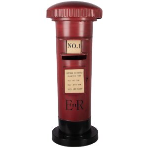 Clayre & Eef metalen brievenbus Ø 36x86 cm, rood-zwart