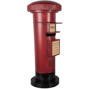 Clayre & Eef metalen brievenbus Ø 36x86 cm, rood-zwart