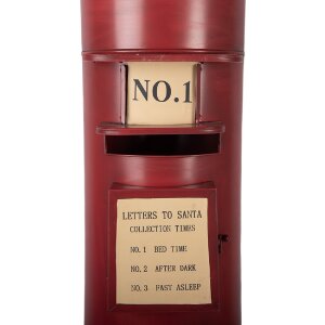 Clayre & Eef metalen brievenbus Ø 36x86 cm, rood-zwart