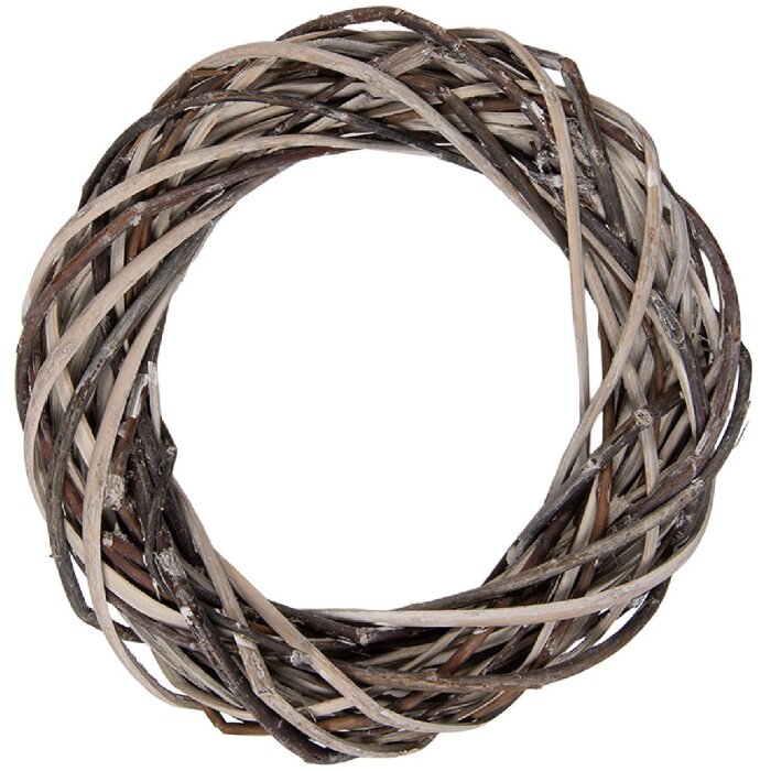Clayre & Eef Rattan-Kranz bruin-beige Ø 10x2 cm