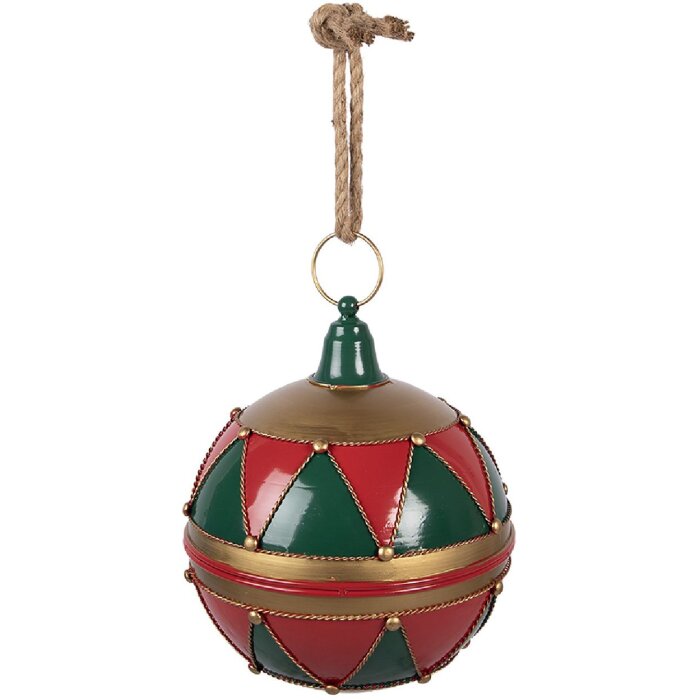 Clayre & Eef Kerstboomdecoratie Kogel Ø 31x36 cm Roed en Groen