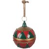 Clayre & Eef Kerstboomdecoratie Kogel Ø 31x36 cm Roed en Groen