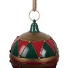 Clayre & Eef Kerstboomdecoratie Kogel Ø 31x36 cm Roed en Groen