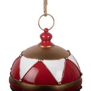 Clayre & Eef Grote Kerstbal van Metaal Rood-Wit Goud 31x36 cm