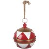 Clayre & Eef Grote Kerstbal van Metaal Rood-Wit Goud 31x36 cm