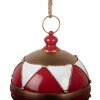 Clayre & Eef Grote Kerstbal van Metaal Rood-Wit Goud 31x36 cm