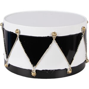 Clayre & Eef Kerstdecoratie Trommel Set 2 Wit/Zwart Ø37x26 / Ø32x17 cm