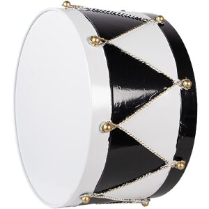 Clayre & Eef Kerstdecoratie Trommel Set 2 Wit/Zwart Ø37x26 / Ø32x17 cm
