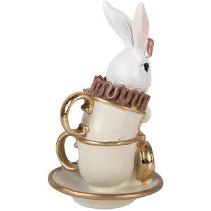 Clayre & Eef Kerstdecoratie Konijn Wit-Beige 8x8x14 cm