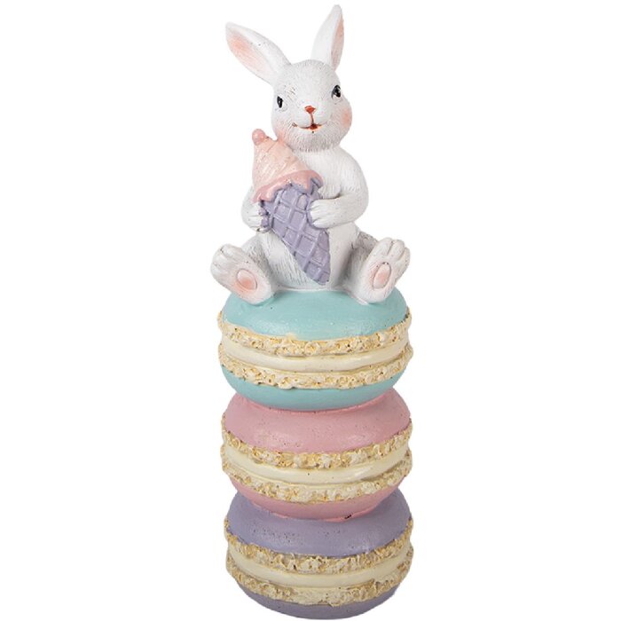 Clayre & Eef Decoratief Kaninje Wit Roze 7x7x20 cm