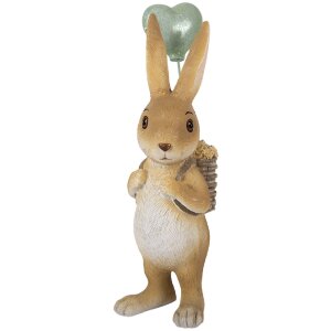 Clayre & Eef Kerstdecoratie Konijn 7x5x17 cm Bruin-Groen