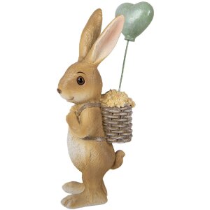 Clayre & Eef Kerstdecoratie Konijn 7x5x17 cm Bruin-Groen