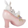 Clayre & Eef Kerstdecoratie Kaninje in Schoen wit roze 13x5x12 cm