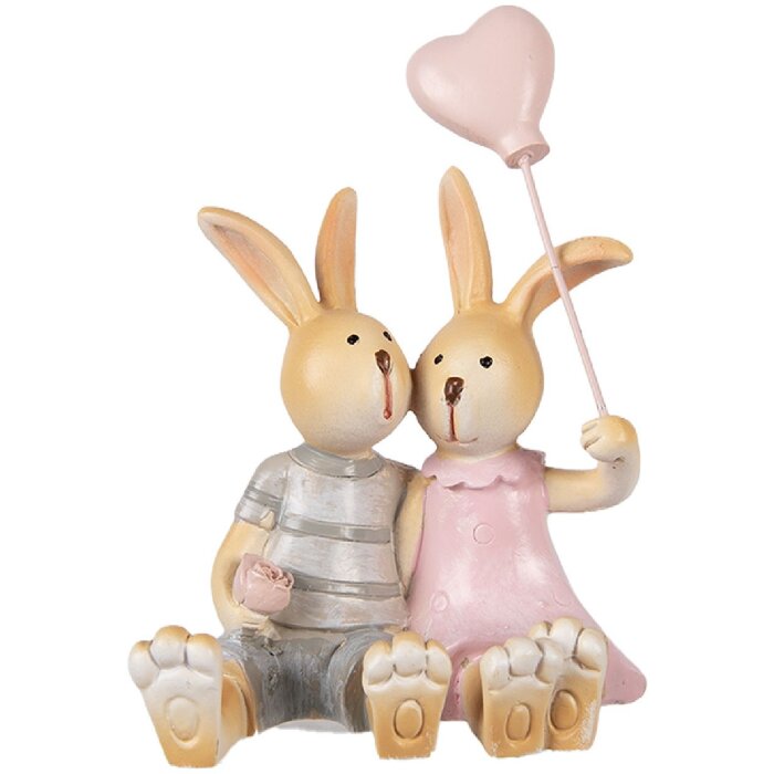 Clayre & Eef Decoratief Kaninje 8x6x10 cm Bruin Rosa