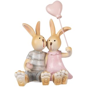 Clayre & Eef Decoratief Kaninje 8x6x10 cm Bruin Rosa