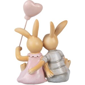 Clayre & Eef Decoratief Kaninje 8x6x10 cm Bruin Rosa