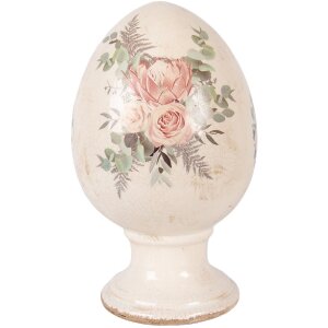Clayre & Eef decoratief ei op voet beige-roze...