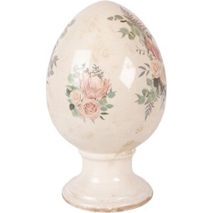 Clayre & Eef decoratief ei op voet beige-roze...