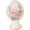 Clayre & Eef kerstdecoratie ei op voet Ø 12x19 cm zacht beige met roze accenten