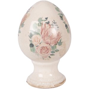 Clayre & Eef kerstdecoratie eivorm op voet beige met...