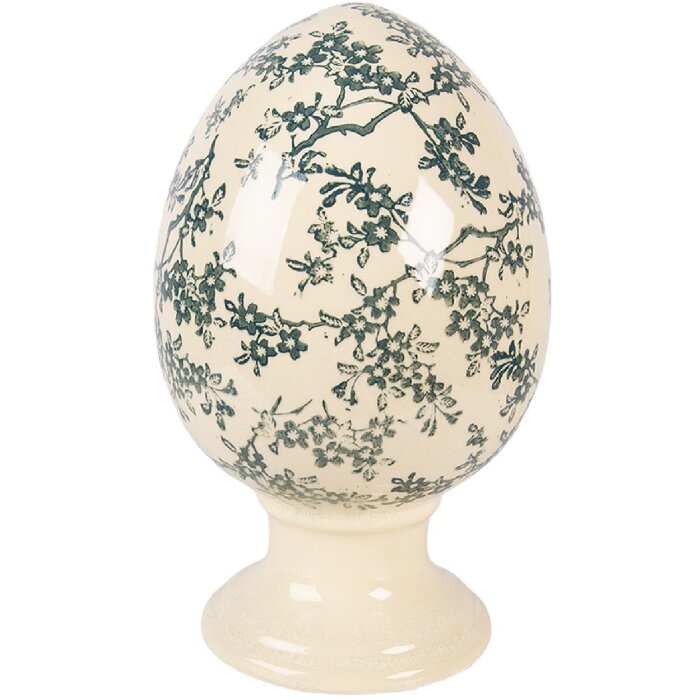 Clayre & Eef Pasen-Decoratie Ei op voet Geel-Groen Ø15x24 cm