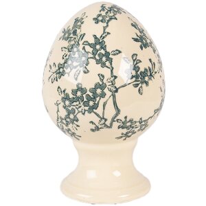 Clayre & Eef Kerstdecoratie Ei op voet geel-groen...