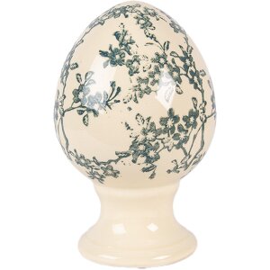 Clayre & Eef Kerstdecoratie Ei op voet geel-groen...