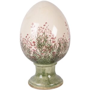 Clayre & Eef kerstdecoratie ei op voet beige-groen...