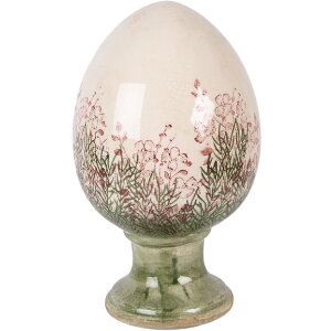 Clayre & Eef kerstdecoratie ei op voet beige-groen...