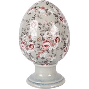 Clayre & Eef kerstdecoratie eivorm op voet grijs/rosa...