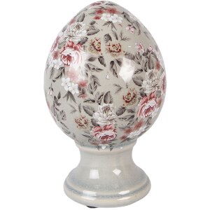 Clayre & Eef kerstdecoratie ei op voet grijs-roze...