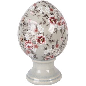 Clayre & Eef kerstdecoratie ei op voet grijs-roze...