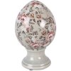Clayre & Eef kerstdecoratie ei op voet grijs-roze Ø12x19cm