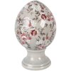 Clayre & Eef kerstdecoratie ei op voet grijs-roze Ø12x19cm