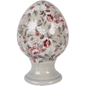 Clayre & Eef keramiek-ei op voet grijs-roze Ø...