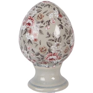 Clayre & Eef keramiek-ei op voet grijs-roze Ø...
