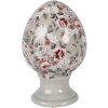 Clayre & Eef keramiek-ei op voet grijs-roze Ø 9x14 cm