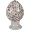 Clayre & Eef keramiek-ei op voet grijs-roze Ø 9x14 cm